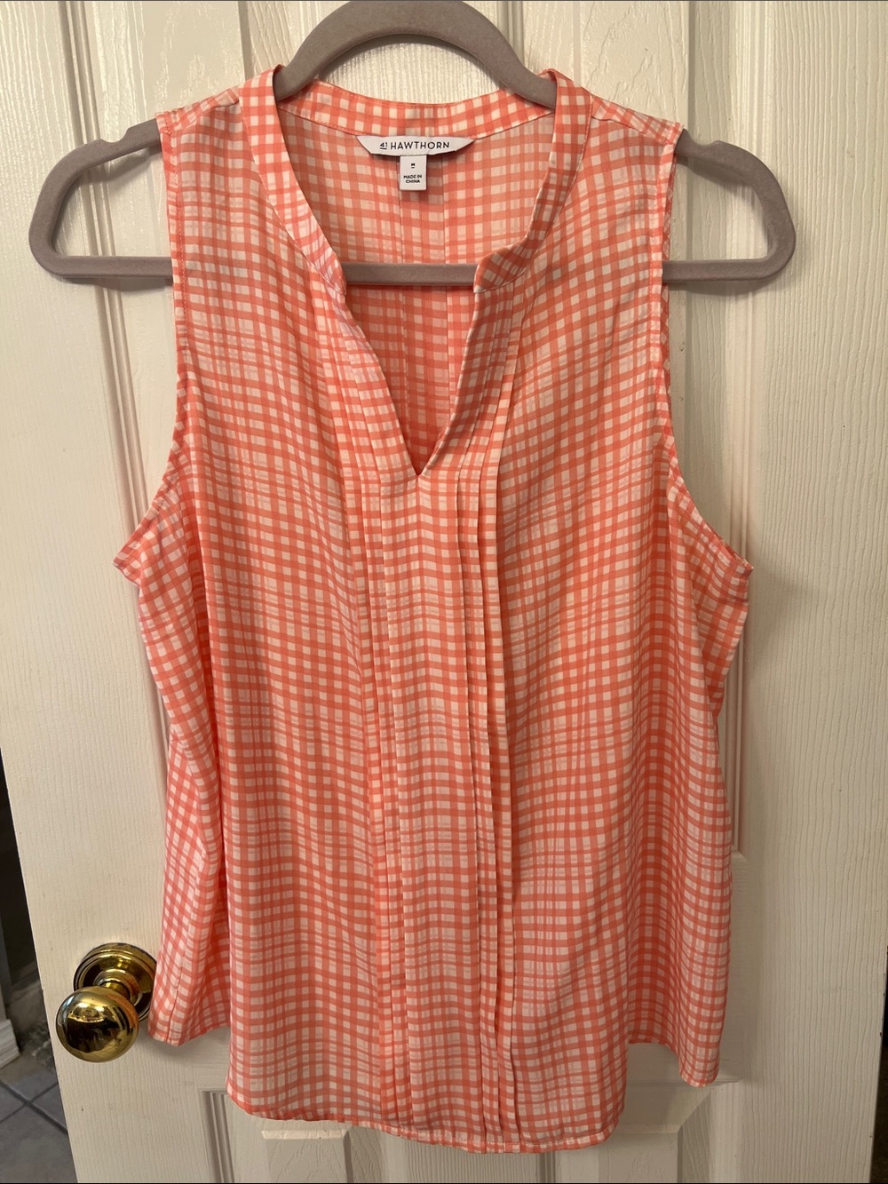 41 Hawthorn Sleeveless Coral Check Blouse